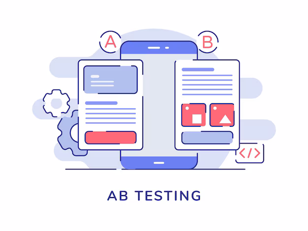 ab testing concept b comparison split wireframe application display smartphone screen with flat outline style 197170 600